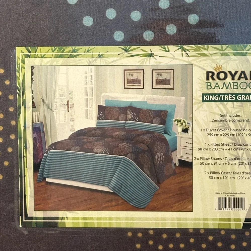 Royal Bamboo Duvet Cover Set 6 pc blue and purple print